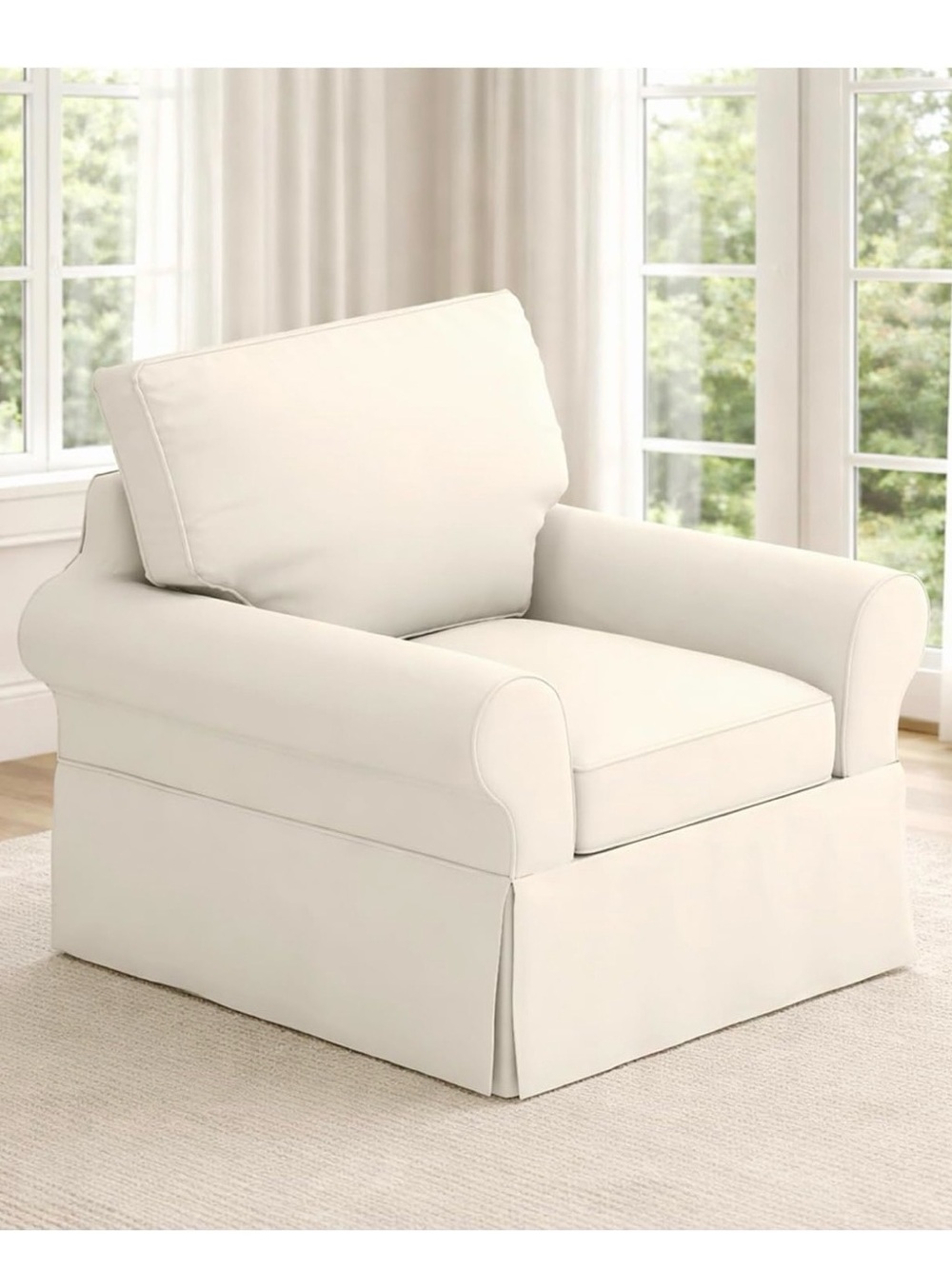 Classic Ivory Beige  Slipcovered for Ektorp IKEA Armchair Neutral